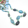 2021 trendy fashion unique resin acrylic bead and hoop jewelry for women acid lake blue necklace